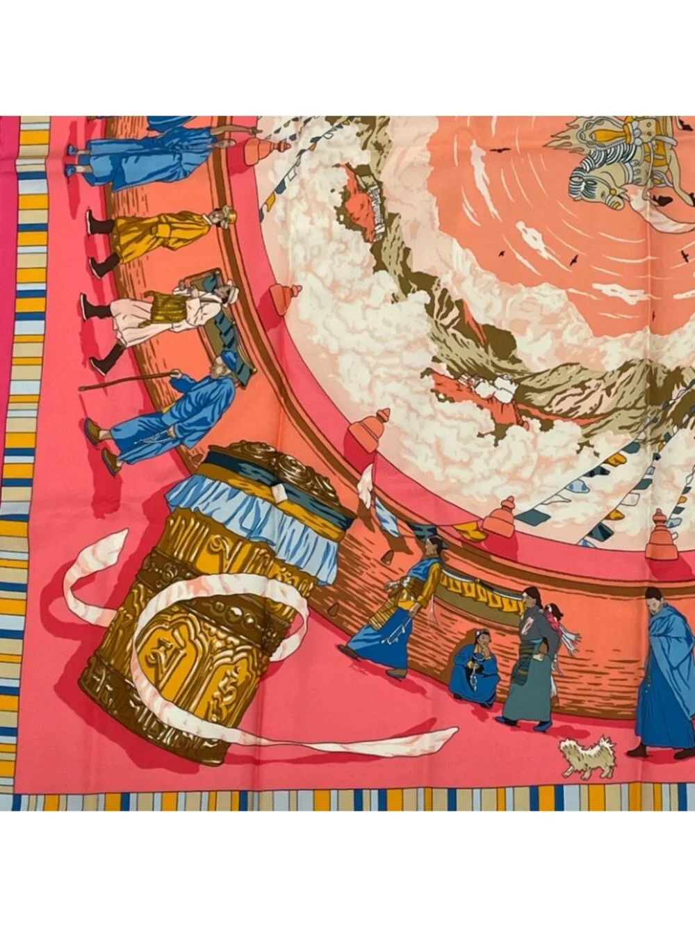 Hermes Carre 90 Prieres AU Vent Prayer in the Wind Silk Scarf Pink - Picture 4 of 8